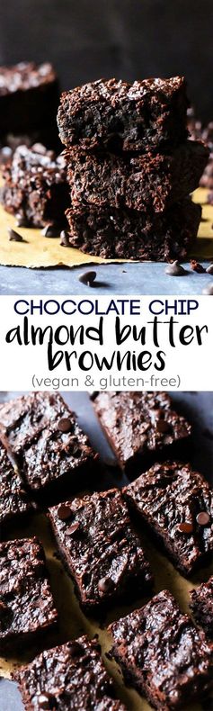 Chocolate Chip Almond Butter Brownies (vegan & gluten-free