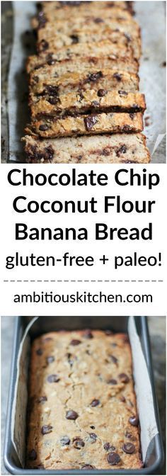 Chocolate Chip Coconut Flour Banana Bread (gluten free, paleo!