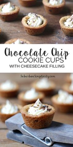 Chocolate Chip Cookie Cups with Cheesecake Filling