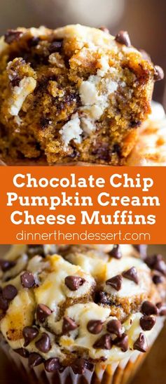 Chocolate Chip Pumpkin Cream Cheese Muffins