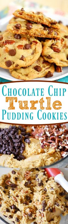 Chocolate Chip Turtle Pudding Cookies