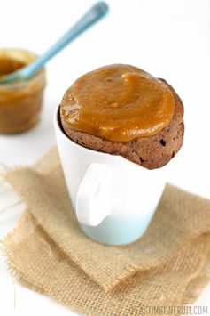 Chocolate Cinnamon Mugcake with Caramel Frosting