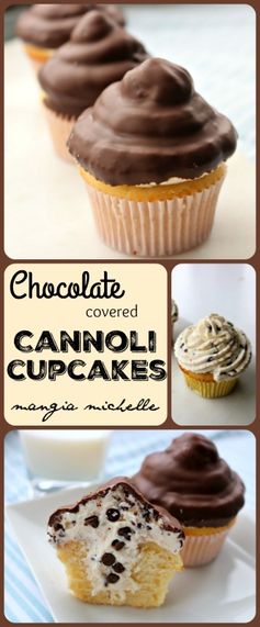 Chocolate covered Cannoli Cupcakes