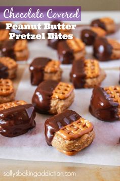 Chocolate Covered Pretzel Peanut Butter Bites