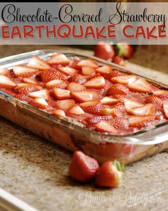 Chocolate-Covered Strawberry Earthquake Cake