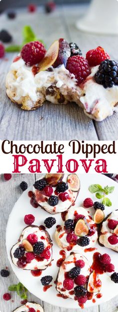 Chocolate Dipped Mini Pavlova