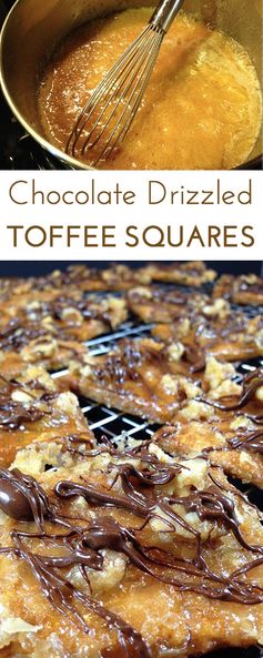 Chocolate Drizzled Toffee Squares