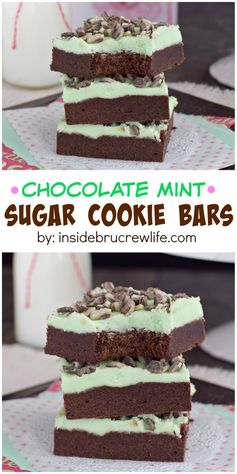 Chocolate Mint Sugar Cookie Bars