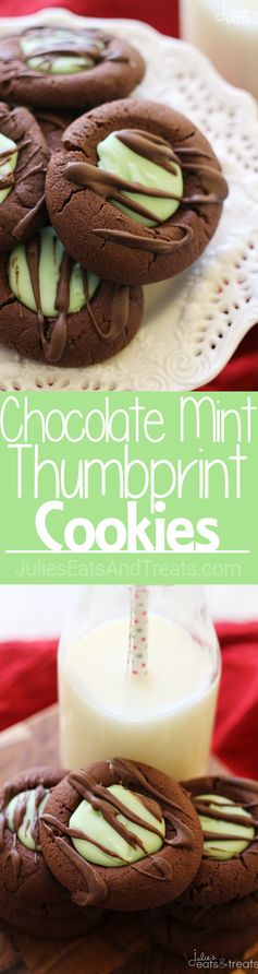 Chocolate Mint Thumbprint Cookies