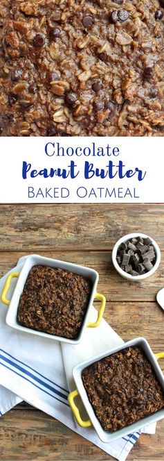 Chocolate Peanut Butter Baked Oatmeal