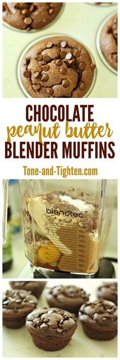 Chocolate Peanut Butter Banana Blender Muffins