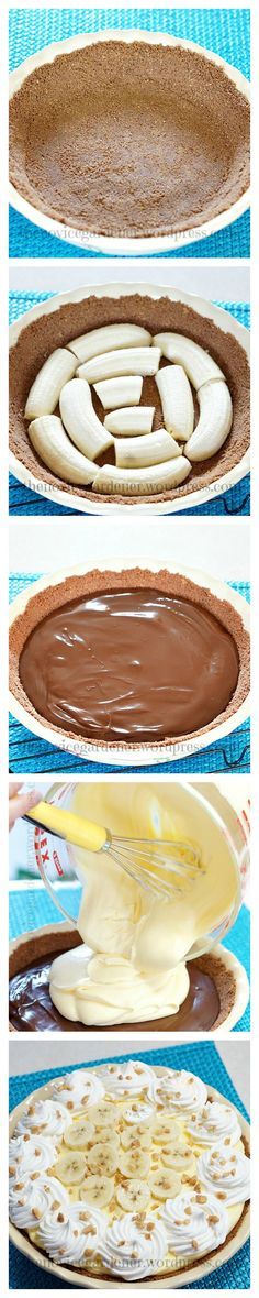 Chocolate Peanut Butter Banana Cream Pie