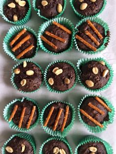 Chocolate Peanut Butter Pretzel Muffins