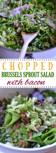 Chopped Brussels Sprouts Salad with Bacon & Arugula Lemon Vinaigrette