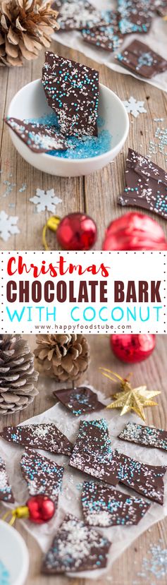 Christmas Chocolate Bark with Coconut