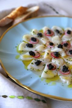 Citrus-Marinated Scallops with Radish & Black Caviar