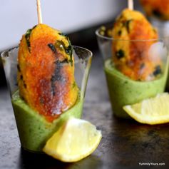 Cocktail idli kebabs with chutney shots