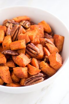 Coconut Oil Roasted Sweet Potatoes with Pecans