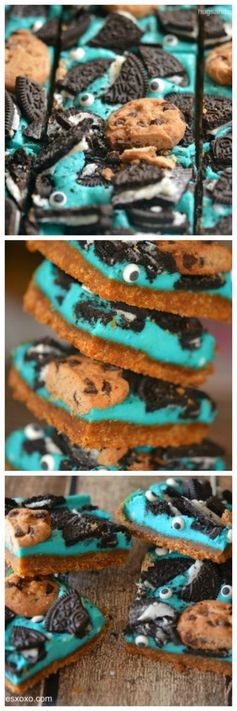 Cookie Monster Cheesecake Bars