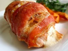 Cream Cheese Stuffed Pork Chops Wrapped in Bacon