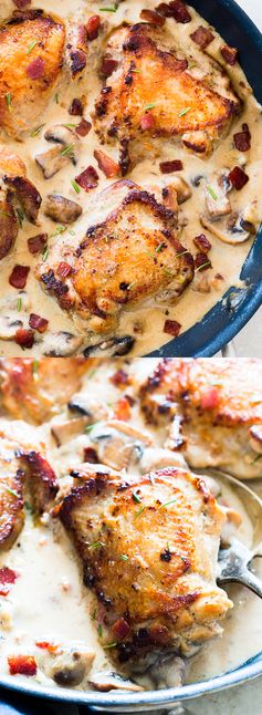 Creamy Bacon Rosemary Mushroom Chicken Thighs