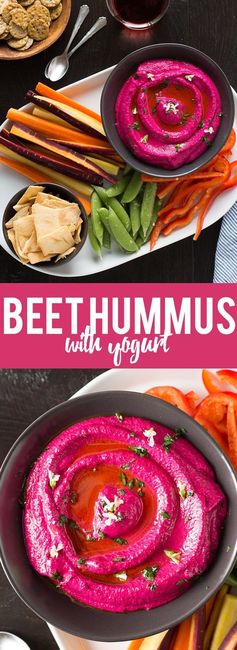Creamy Beet Hummus with Yogurt