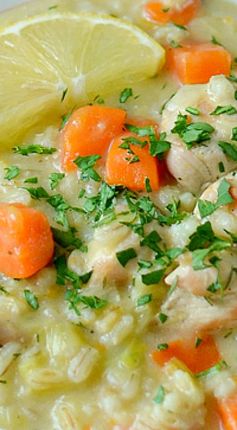 Creamy Chicken Barley Stew with Lemon & Fresh Dill