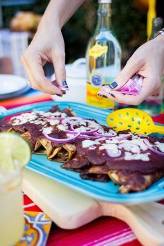 Creamy Chicken Enchiladas with Jamaica Mole