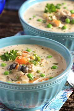 Creamy Chicken Soup with Artichokes and Mushrooms