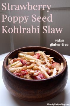 Creamy Strawberry Poppy Seed Kohlrabi Slaw