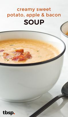 Creamy Sweet Potato, Apple and Bacon Soup