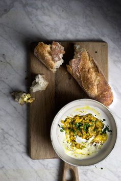 Creamy whipped feta w/ carrot pesto