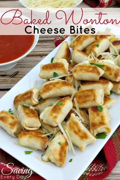 Crispy Baked Wonton Cheese Bites