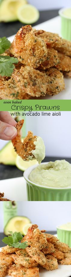 Crispy prawns with avocado lime aioli