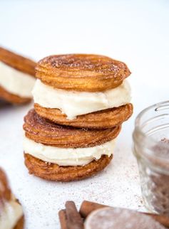 Crispy Soft Churro Swirl Ice Cream Sandwiches