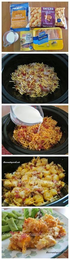 Crock Pot Cheesy Chicken Tater Tot Casserole