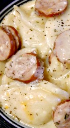 Crockpot Pierogi Casserole with Kielbasa - Easy Meals