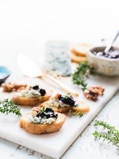 Crostini with Gorgonzola and Prune Chutney