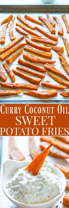 Curry Coconut Oil Sweet Potato Fries with Cucumber Dill Dip
