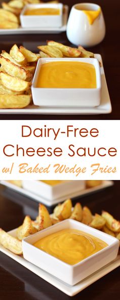 Dairy Free Cheese Sauce with Baked Baby Potato Wedge Fries