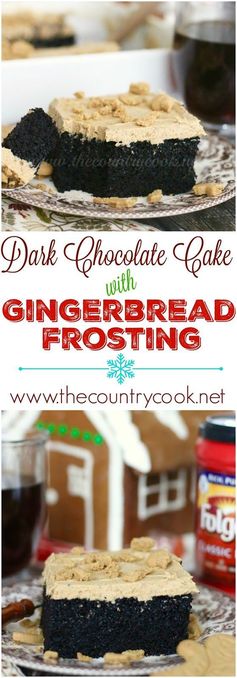 Dark Chocolate Cake with Gingerbread Frosting