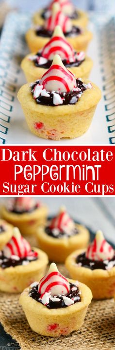Dark Chocolate Peppermint Sugar Cookie Cups