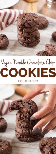 Decadent Vegan Double Chocolate Chip Cookies