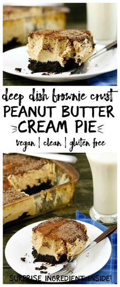 Deep Dish Brownie Crust Peanut Butter Cream Pie