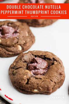 Double Chocolate Nutella & Peppermint Thumbprint Cookies