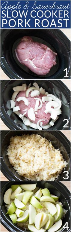 Easy Dinner Idea: Apples, Pork Roast and Sauerkraut in the Crock Pot