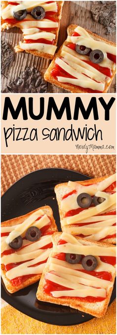 Easy Mummy Pizza Sandwich for Halloween Lunchboxes