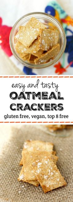 Easy Oatmeal Crackers (Gluten Free and Vegan