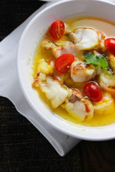 Easy One Pan Saffron Butter Poached Lobster