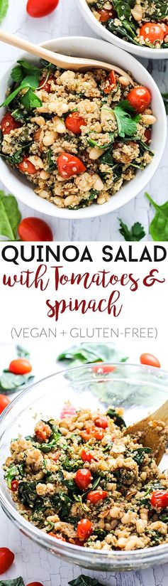 Easy Quinoa Salad with Tomatoes & Spinach